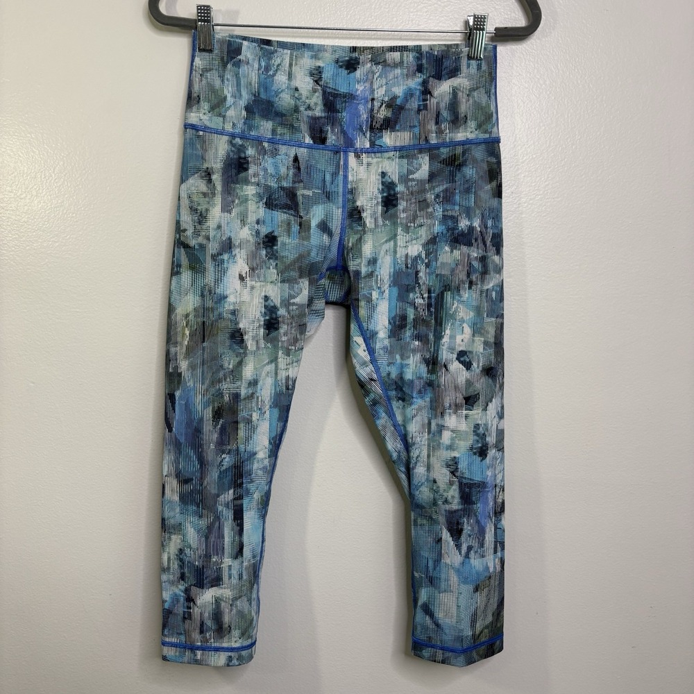 Lululemon Wunder Under High Rise Crop Women's Size 10 Sun Dazed Multi Blue - Picture 1 of 5